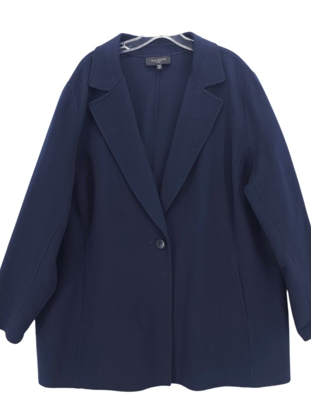 TALBOTS Navy Blue Wool Blend 1-Button Jacket Coat Size 20W